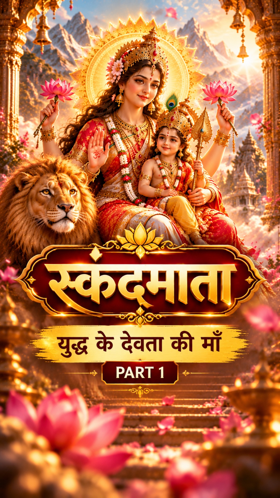 नवरात्रि का पाँचवाँ दिन 🪷 युद्ध के देवता की माँ। मिलिए स्कंदमाता से, दुर्गा …