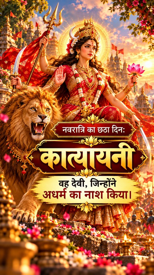 ✨ Day 6 of Navratri: Honoring the fierce and radiant Maa Katyayani! ✨