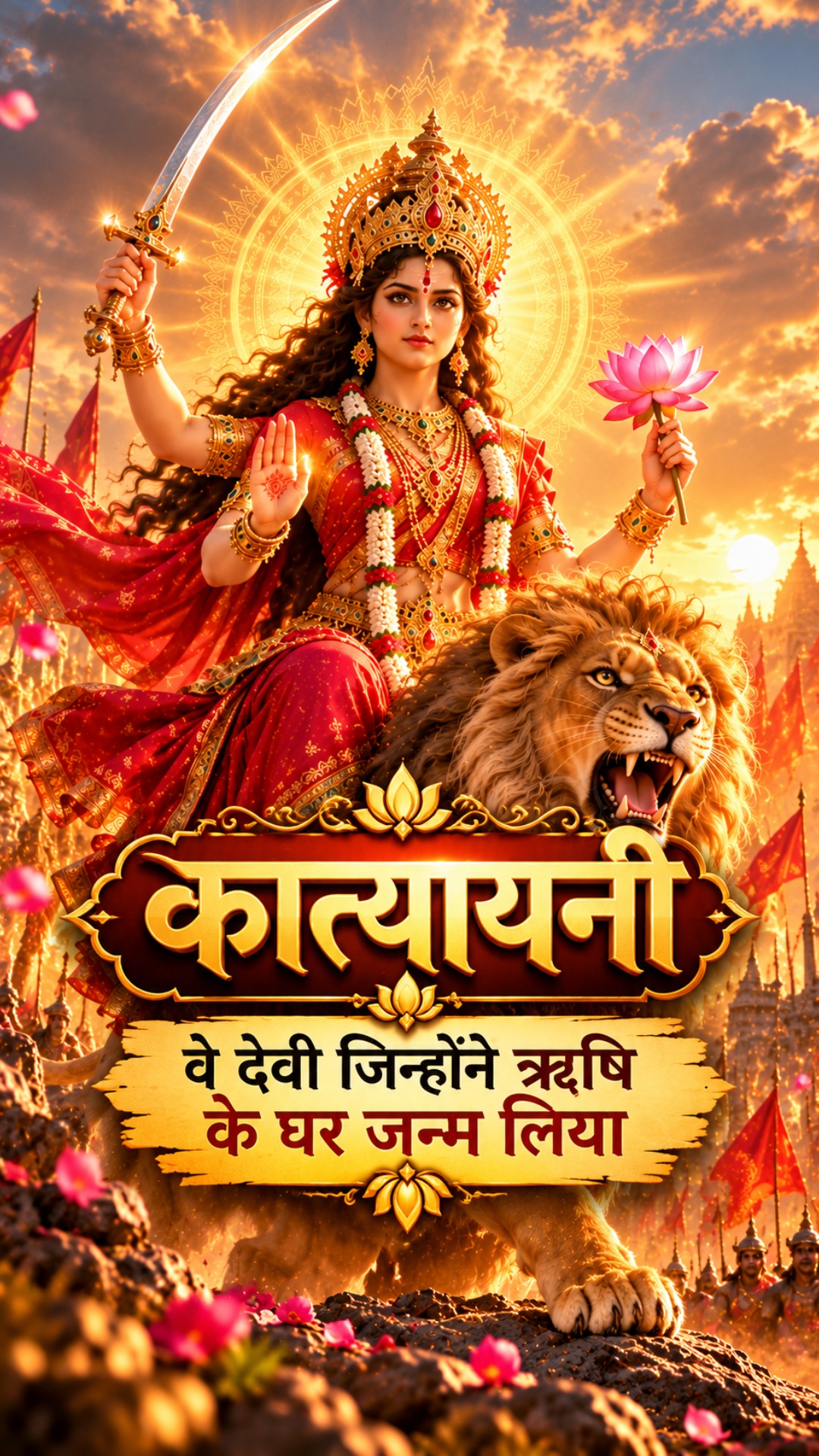नवरात्रि का छठा दिन 🔱 ऋषि की प्रार्थना से जन्मी योद्धा देवी। मिलिए कात्यायनी…