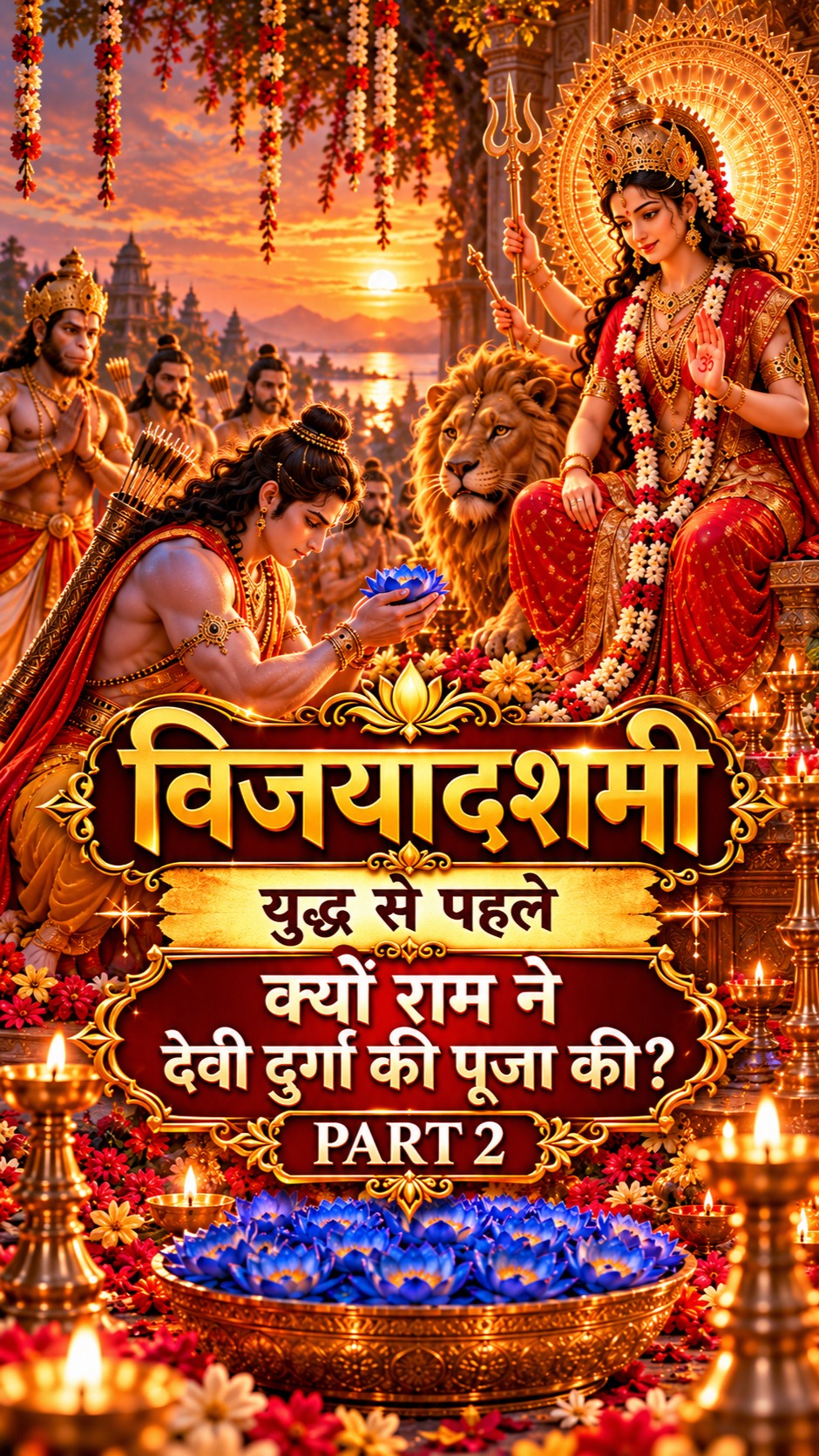 विजयादशमी की शुभकामनाएँ! 🏹 रावण से युद्ध से पहले राम ने 108 नीले कमलों से दे…